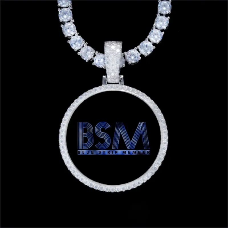 925S & VVS Moissanite 3D Circle Custom Picture Pendant made by The GUU Shop