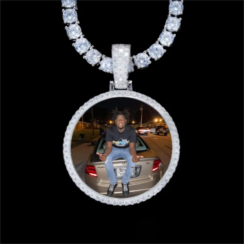 925S & VVS Moissanite 3D Circle Custom Picture Pendant sold by The GUU Shop