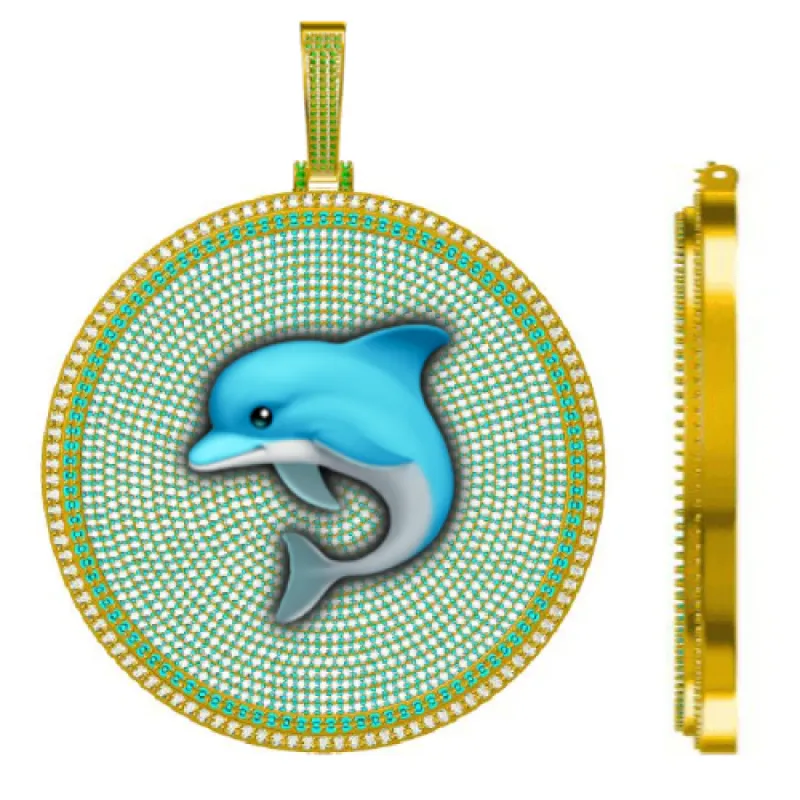 CUSTOM LETTER NECKLACE 3D BIG DISC sold by The GUU Shop