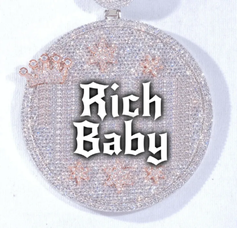 CUSTOM LETTER NECKLACE 3D BIG CROWN DISC sold by The GUU Shop