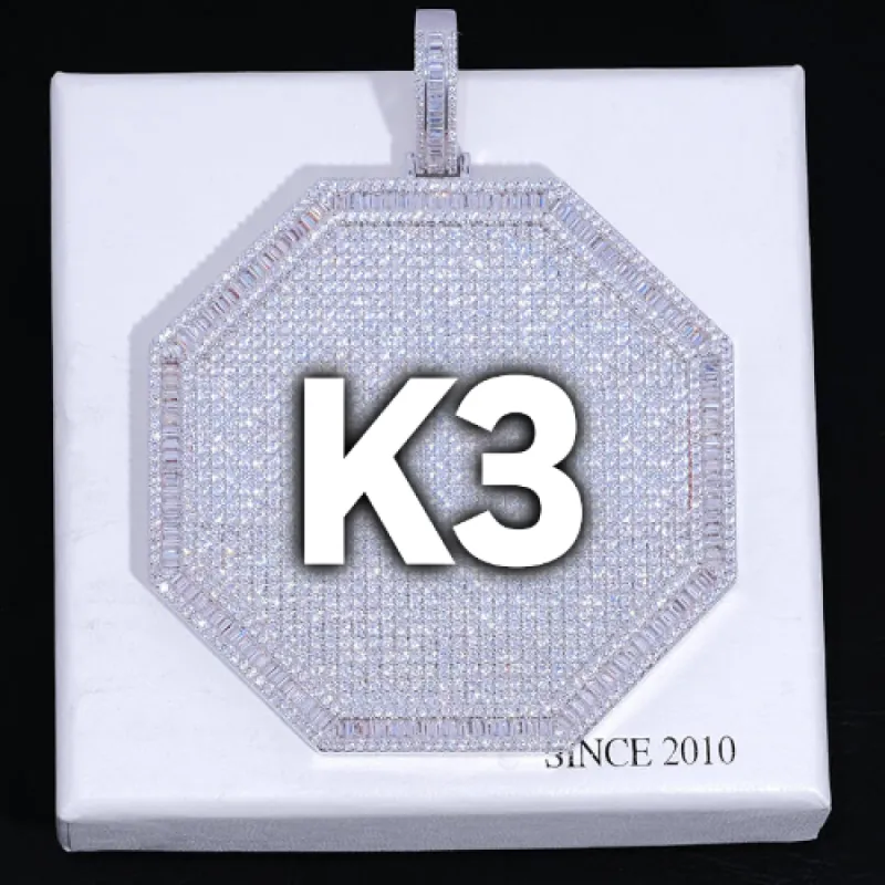 CUSTOM LETTER NECKLACE 3D BIG OCTAGON sold by The GUU Shop