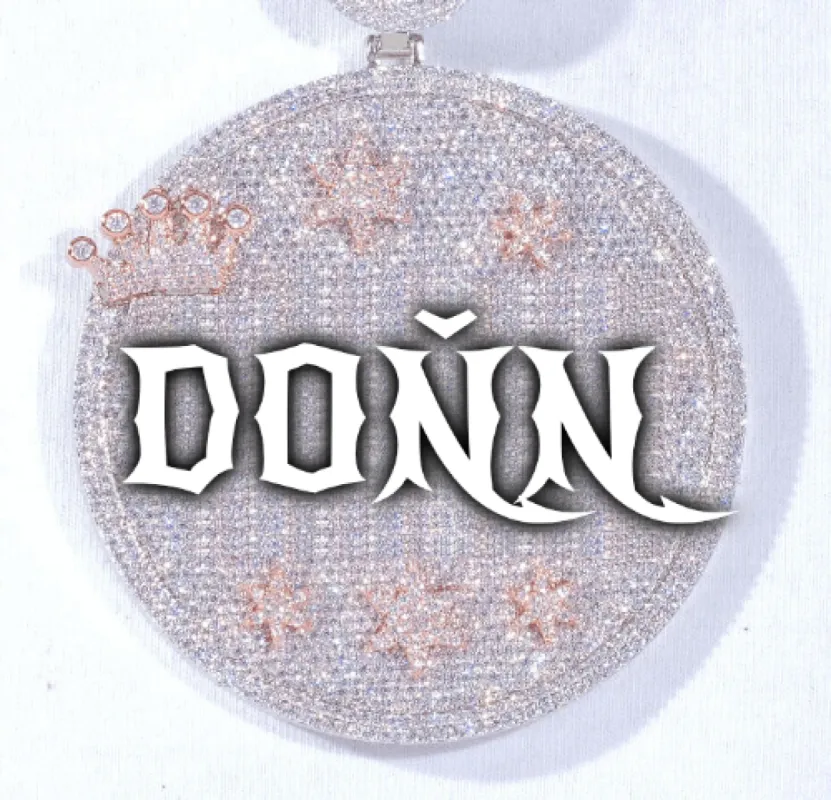CUSTOM LETTER NECKLACE 3D BIG CROWN DISC sold by The GUU Shop