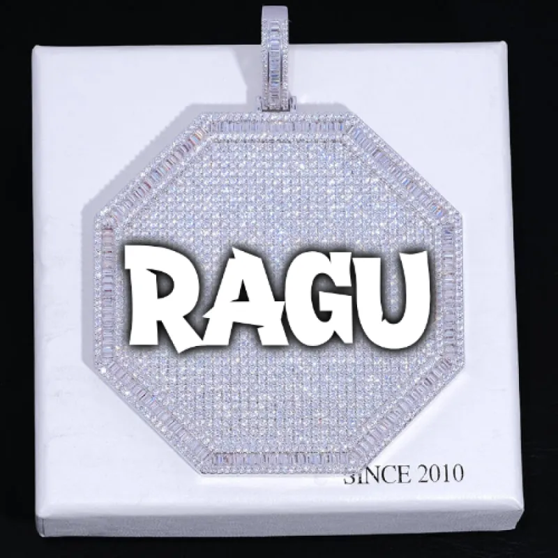 CUSTOM LETTER NECKLACE 3D BIG OCTAGON sold by The GUU Shop