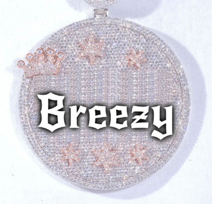 CUSTOM LETTER NECKLACE 3D BIG CROWN DISC sold by The GUU Shop