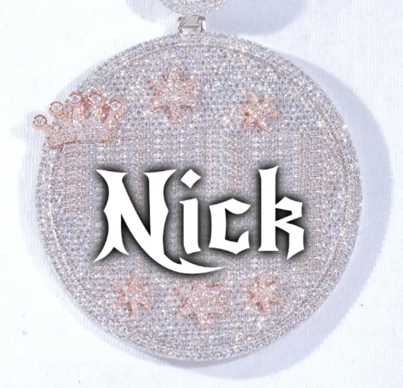 CUSTOM LETTER NECKLACE 3D BIG CROWN DISC sold by The GUU Shop