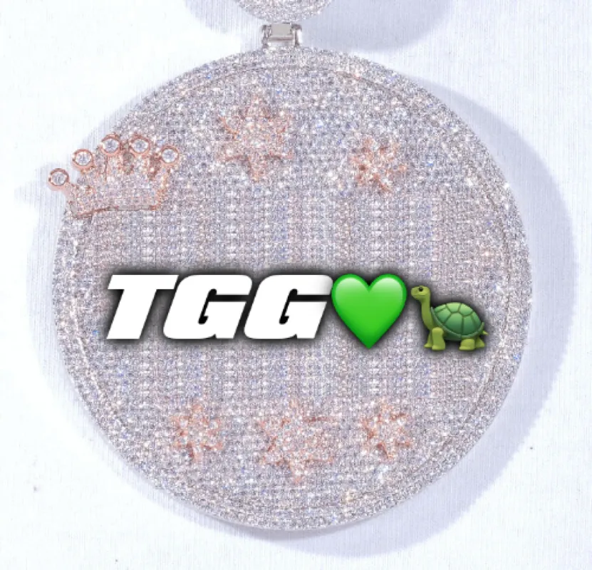 CUSTOM LETTER NECKLACE 3D BIG CROWN DISC sold by The GUU Shop