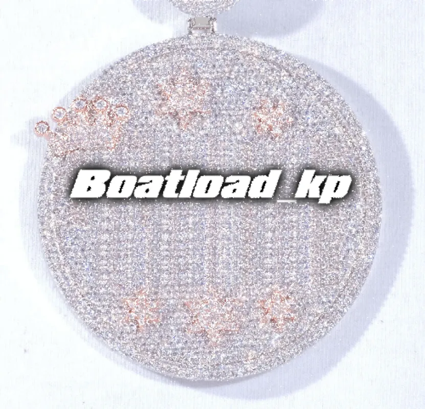 CUSTOM LETTER NECKLACE 3D BIG CROWN DISC sold by The GUU Shop