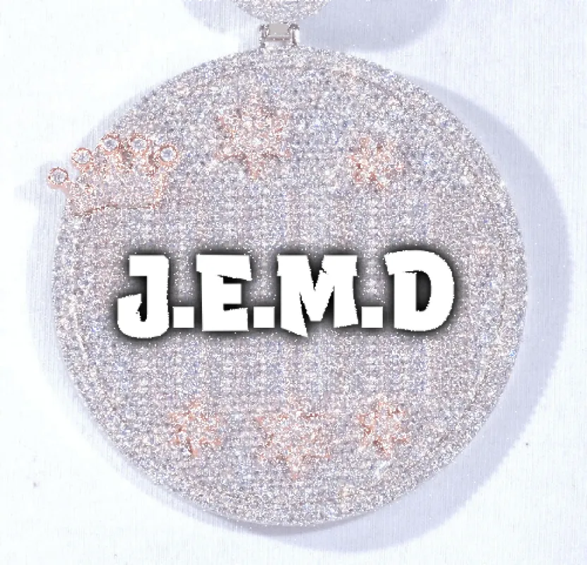 CUSTOM LETTER NECKLACE 3D BIG CROWN DISC sold by The GUU Shop