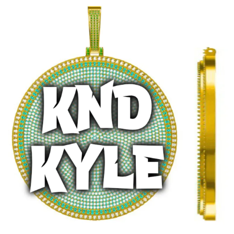 CUSTOM LETTER NECKLACE 3D BIG DISC sold by The GUU Shop