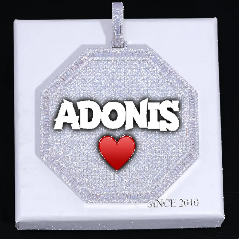 CUSTOM LETTER NECKLACE 3D BIG OCTAGON sold by The GUU Shop