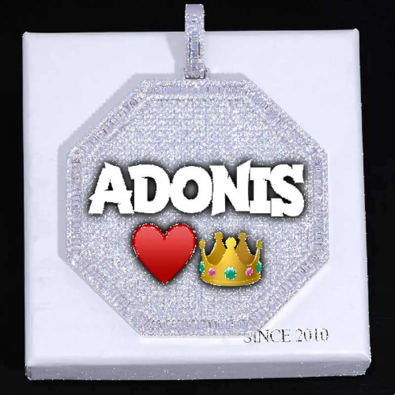 CUSTOM LETTER NECKLACE 3D BIG OCTAGON sold by The GUU Shop