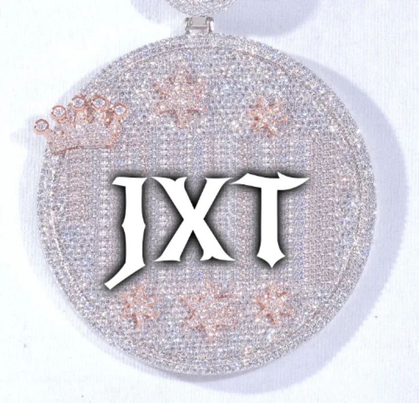 CUSTOM LETTER NECKLACE 3D BIG CROWN DISC sold by The GUU Shop