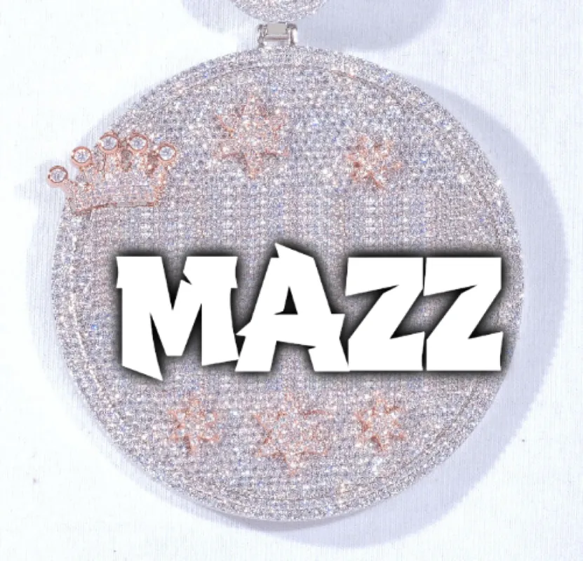 CUSTOM LETTER NECKLACE 3D BIG CROWN DISC sold by The GUU Shop