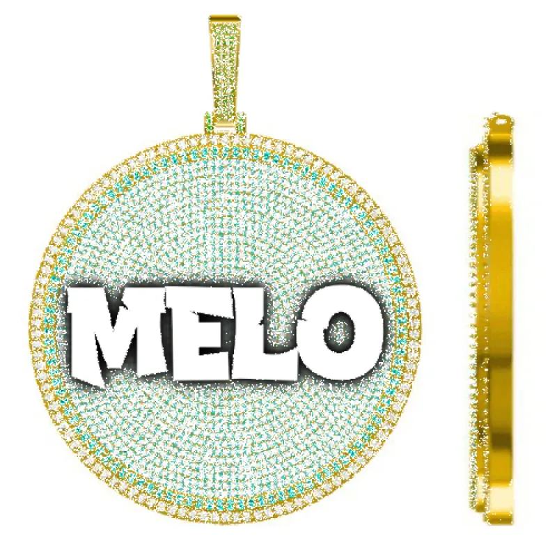 CUSTOM LETTER NECKLACE 3D BIG DISC sold by The GUU Shop