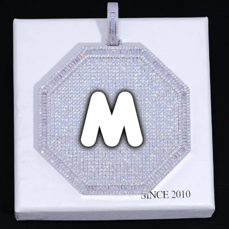 CUSTOM LETTER NECKLACE 3D BIG OCTAGON sold by The GUU Shop