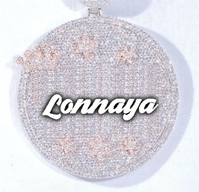 CUSTOM LETTER NECKLACE 3D BIG CROWN DISC sold by The GUU Shop