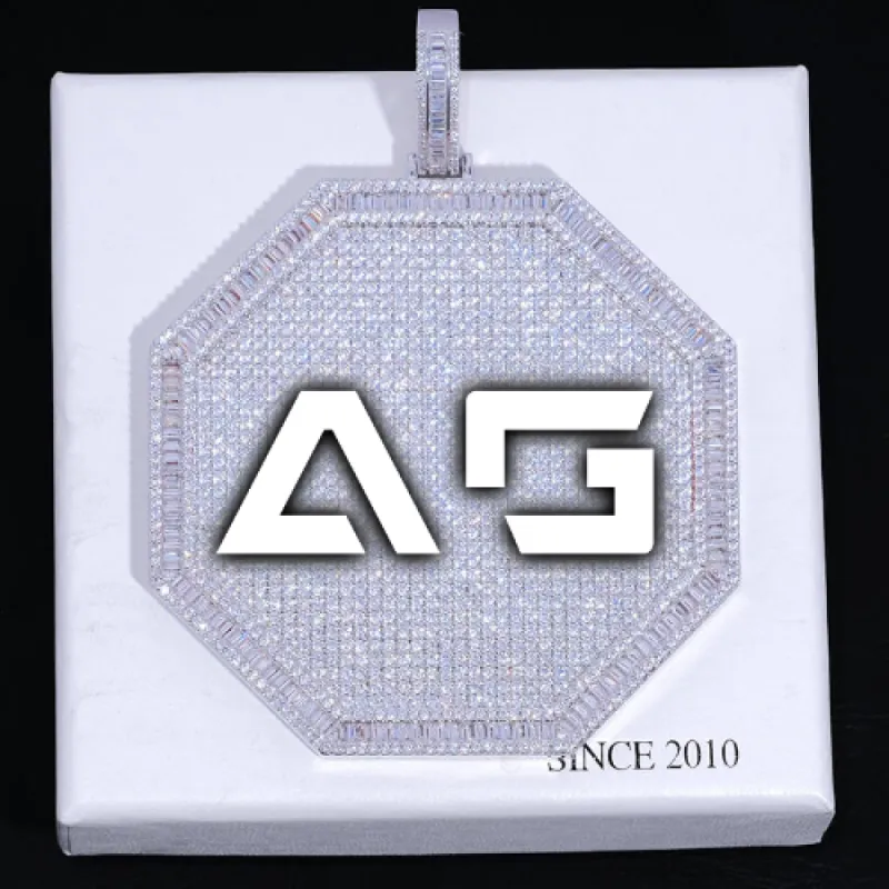 CUSTOM LETTER NECKLACE 3D BIG OCTAGON sold by The GUU Shop