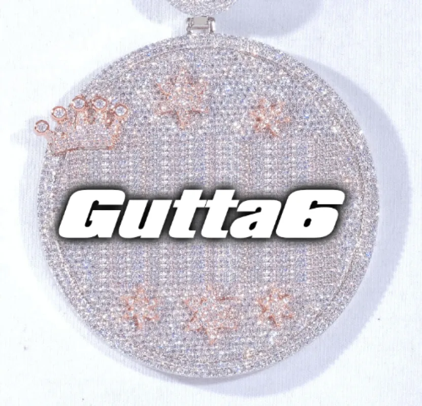 CUSTOM LETTER NECKLACE 3D BIG CROWN DISC sold by The GUU Shop