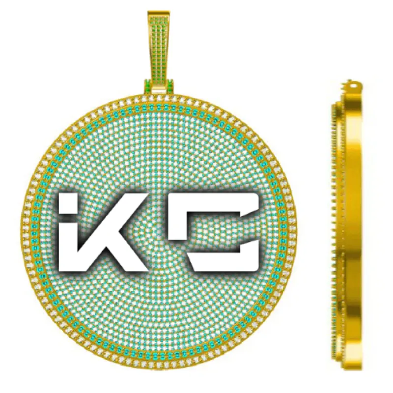 CUSTOM LETTER NECKLACE 3D BIG DISC sold by The GUU Shop