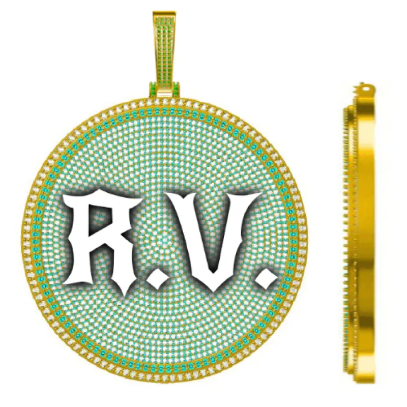 CUSTOM LETTER NECKLACE 3D BIG DISC sold by The GUU Shop