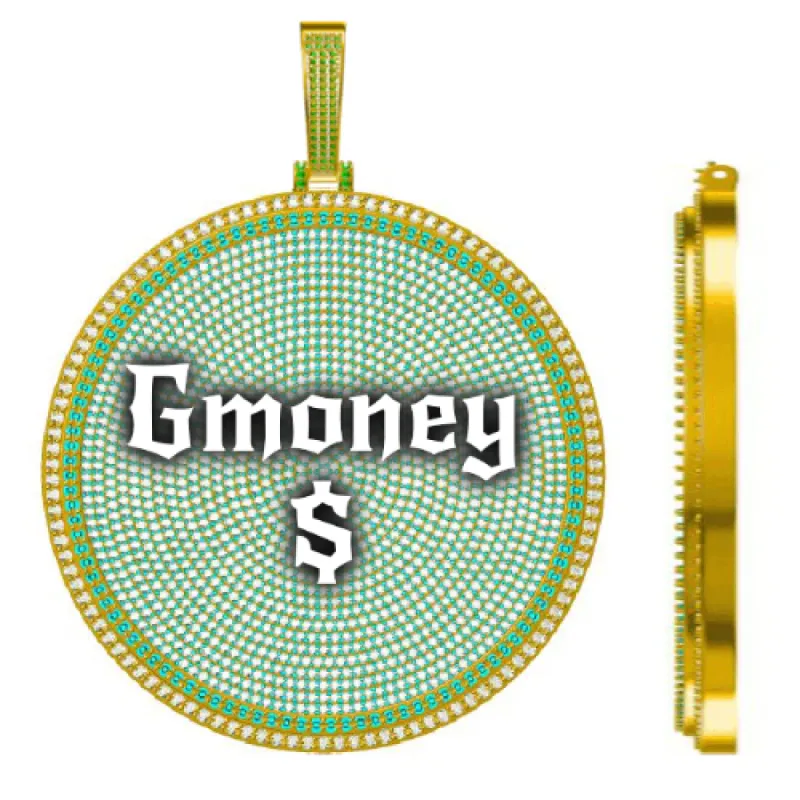 CUSTOM LETTER NECKLACE 3D BIG DISC sold by The GUU Shop