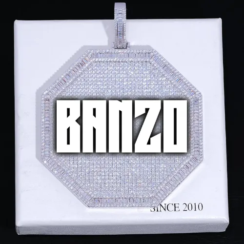 CUSTOM LETTER NECKLACE 3D BIG OCTAGON sold by The GUU Shop