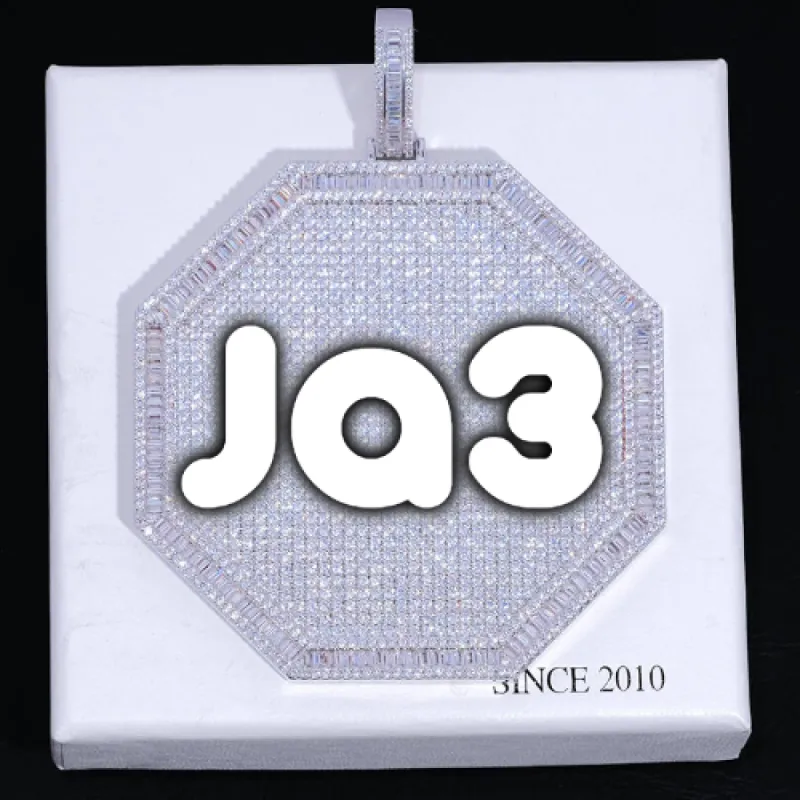 CUSTOM LETTER NECKLACE 3D BIG OCTAGON sold by The GUU Shop