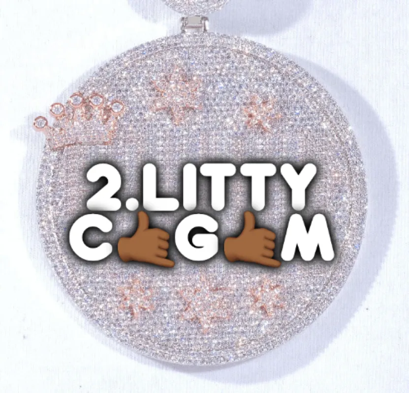 CUSTOM LETTER NECKLACE 3D BIG CROWN DISC sold by The GUU Shop