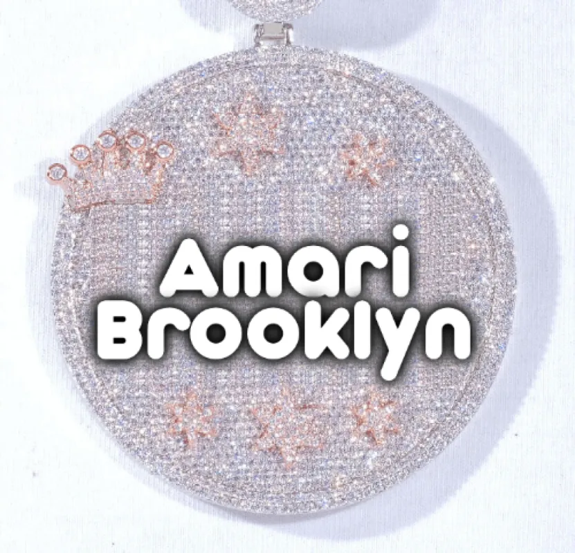 CUSTOM LETTER NECKLACE 3D BIG CROWN DISC sold by The GUU Shop