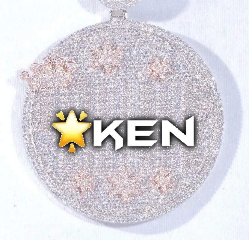 CUSTOM LETTER NECKLACE 3D BIG CROWN DISC sold by The GUU Shop