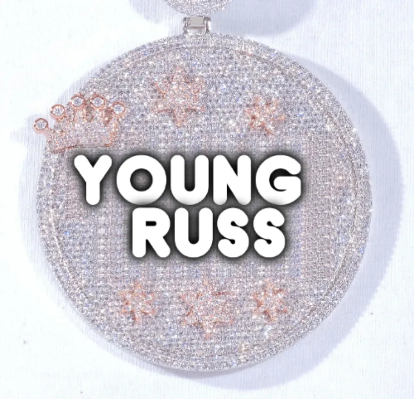 CUSTOM LETTER NECKLACE 3D BIG CROWN DISC sold by The GUU Shop