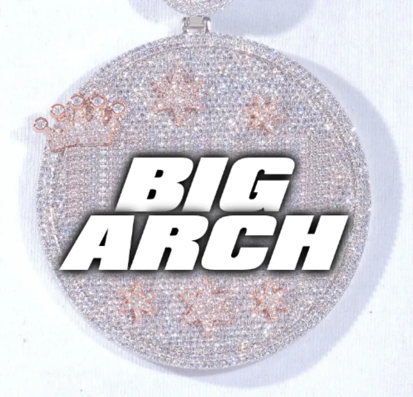 CUSTOM LETTER NECKLACE 3D BIG CROWN DISC sold by The GUU Shop