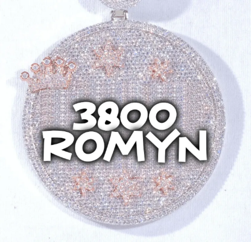 CUSTOM LETTER NECKLACE 3D BIG CROWN DISC sold by The GUU Shop