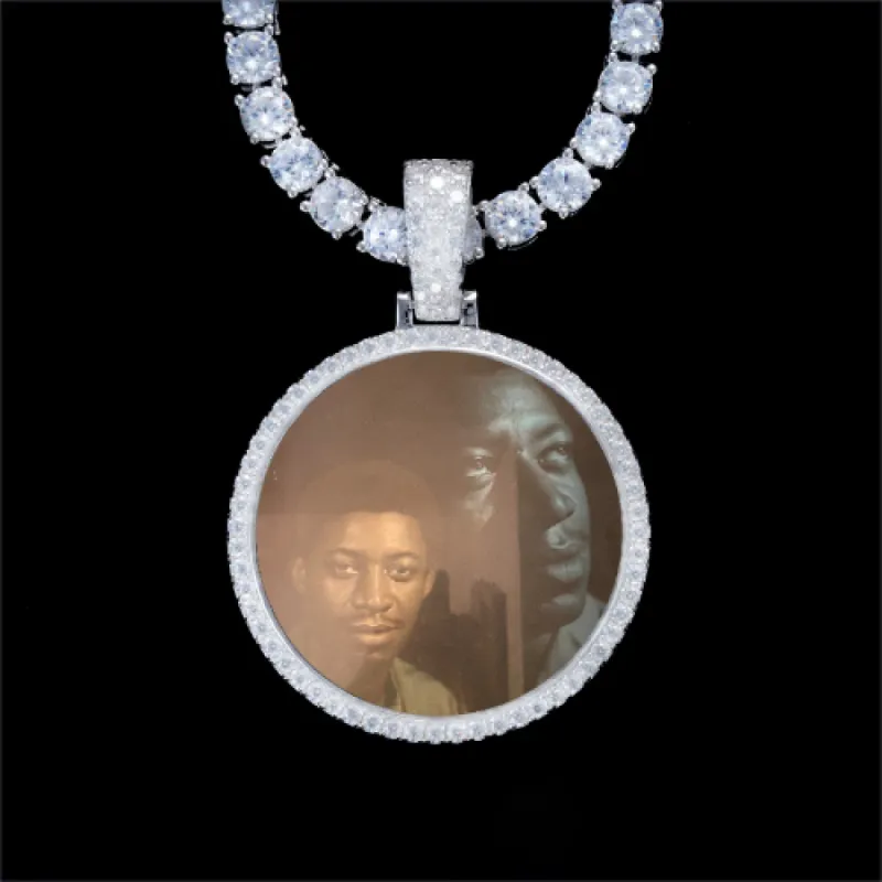 925S & VVS Moissanite 3D Circle Custom Picture Pendant sold by The GUU Shop