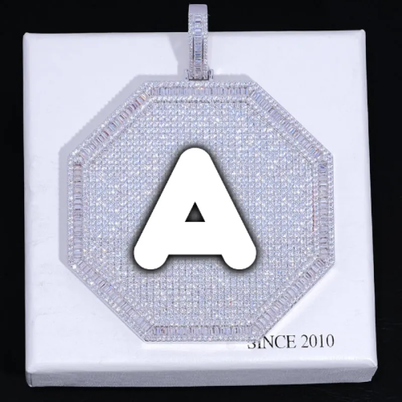 CUSTOM LETTER NECKLACE 3D BIG OCTAGON sold by The GUU Shop