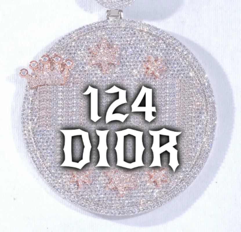 CUSTOM LETTER NECKLACE 3D BIG CROWN DISC sold by The GUU Shop