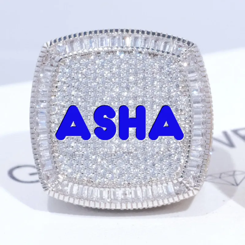 CUSTOM LETTER 3D ICED RING sold by The GUU Shop