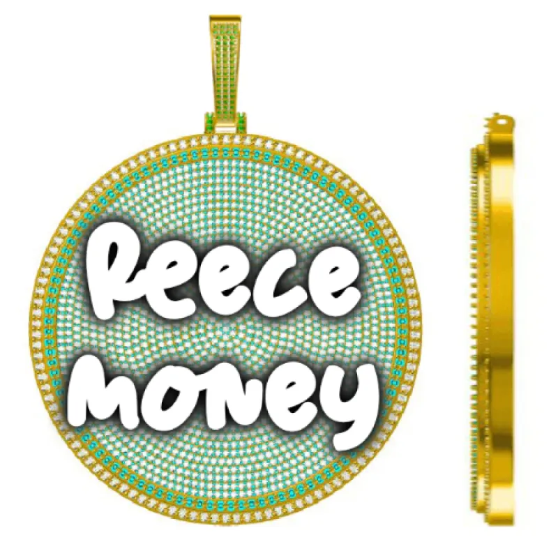 CUSTOM LETTER NECKLACE 3D BIG DISC sold by The GUU Shop