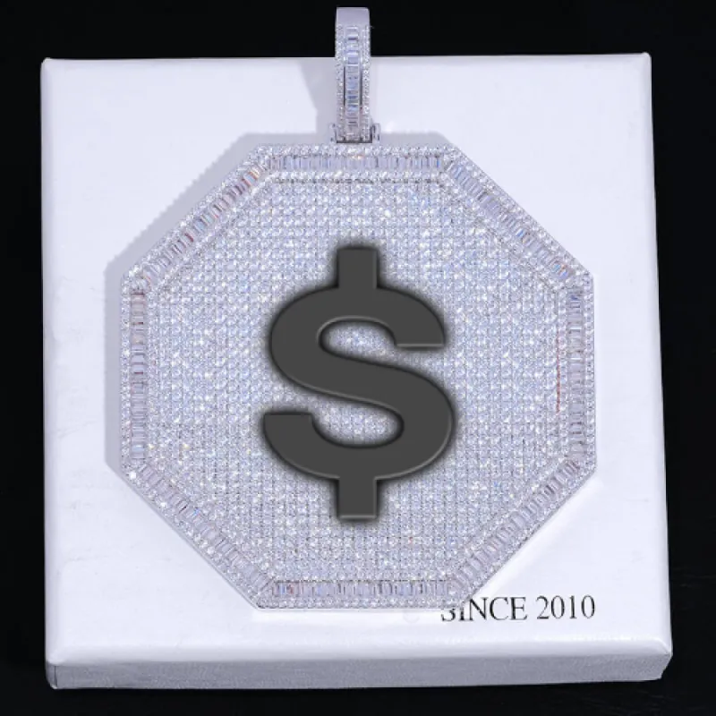 CUSTOM LETTER NECKLACE 3D BIG OCTAGON sold by The GUU Shop