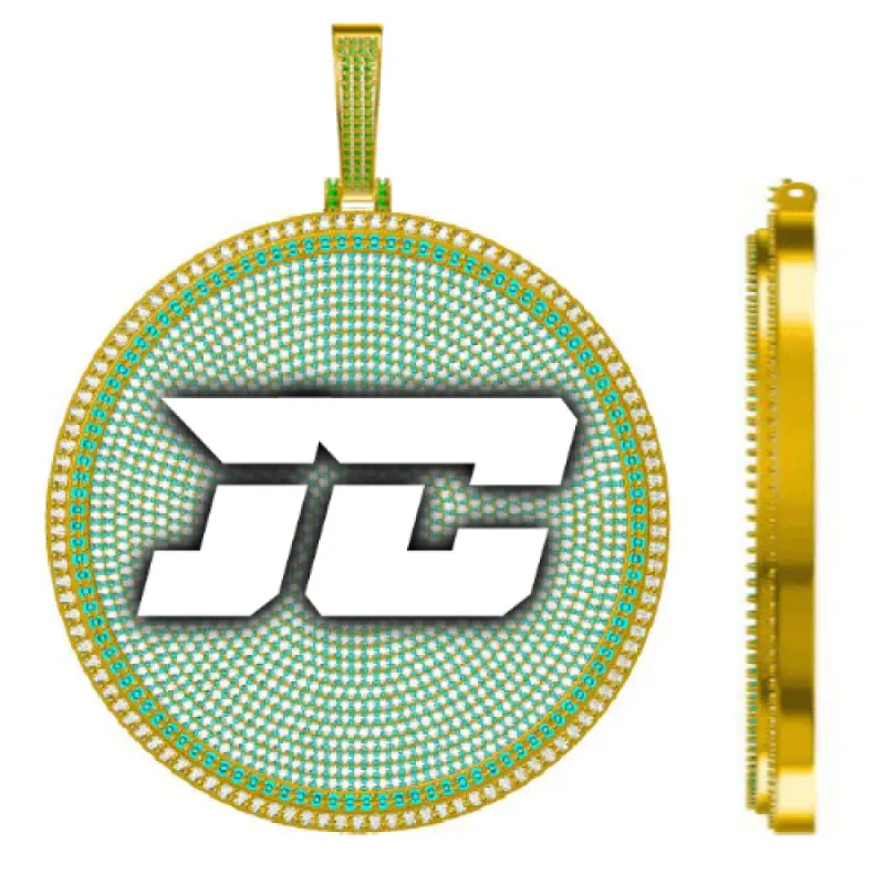 CUSTOM LETTER NECKLACE 3D BIG DISC sold by The GUU Shop