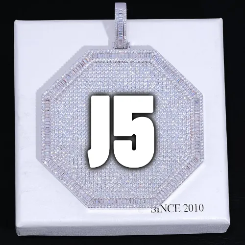 CUSTOM LETTER NECKLACE 3D BIG OCTAGON sold by The GUU Shop