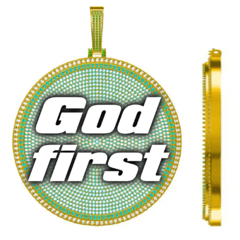 CUSTOM LETTER NECKLACE 3D BIG DISC sold by The GUU Shop