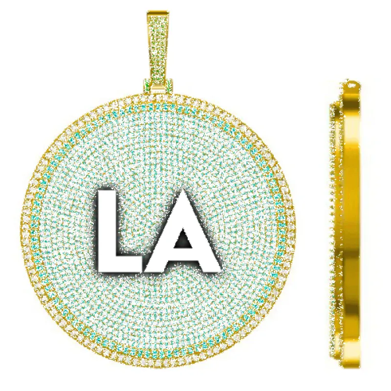 CUSTOM LETTER NECKLACE 3D BIG DISC sold by The GUU Shop