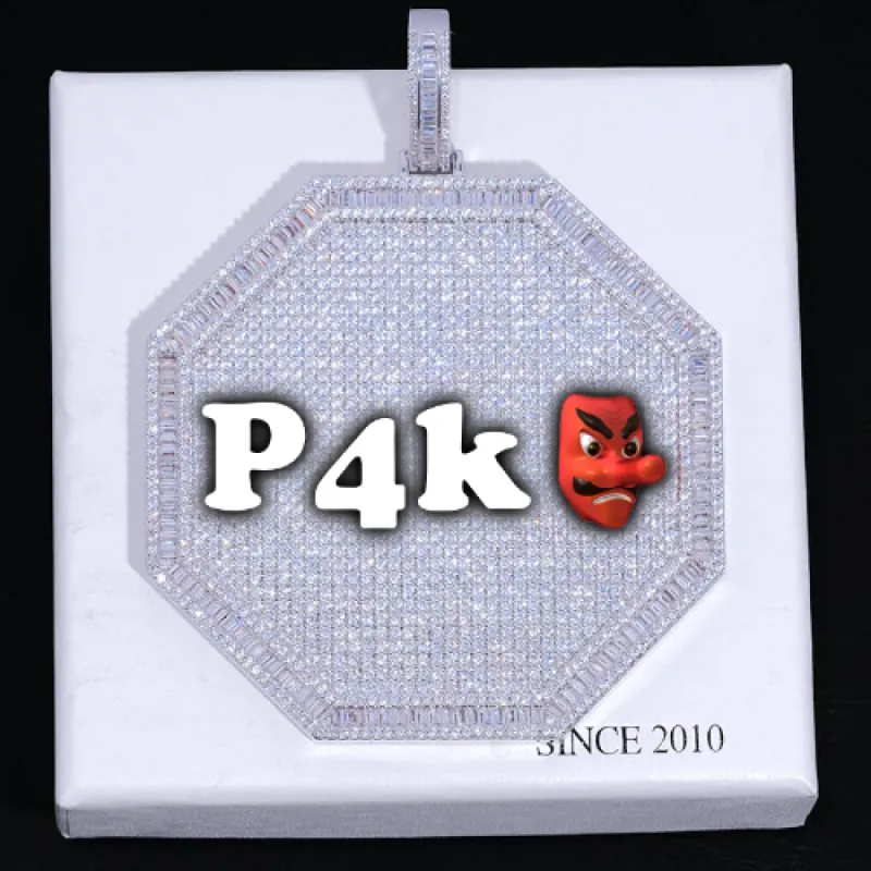 CUSTOM LETTER NECKLACE 3D BIG OCTAGON made by The GUU Shop