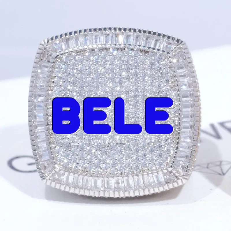 CUSTOM LETTER 3D ICED RING sold by The GUU Shop