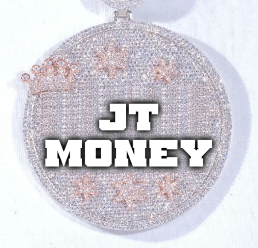 CUSTOM LETTER NECKLACE 3D BIG CROWN DISC sold by The GUU Shop