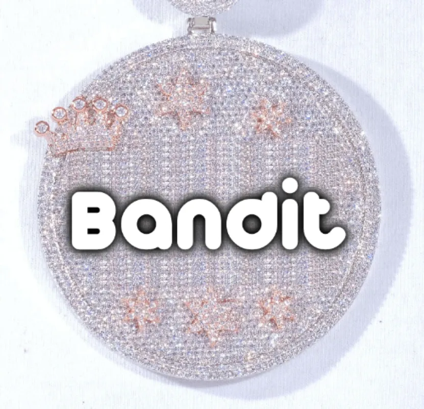 CUSTOM LETTER NECKLACE 3D BIG CROWN DISC sold by The GUU Shop