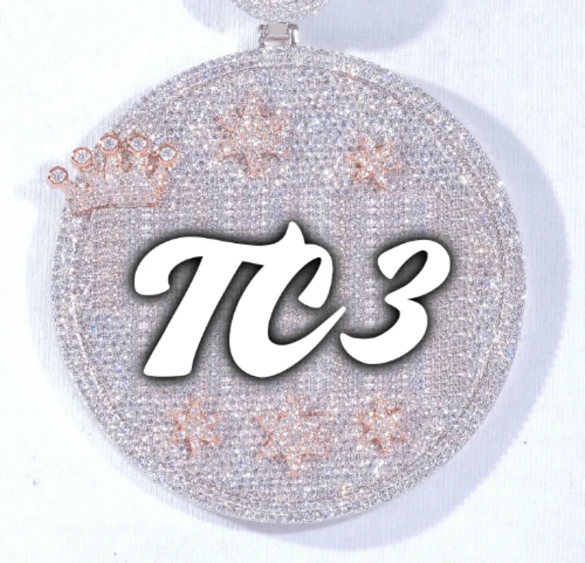 CUSTOM LETTER NECKLACE 3D BIG CROWN DISC sold by The GUU Shop