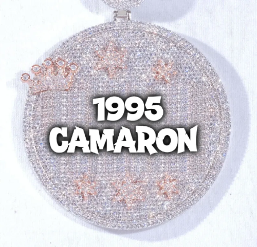 CUSTOM LETTER NECKLACE 3D BIG CROWN DISC sold by The GUU Shop