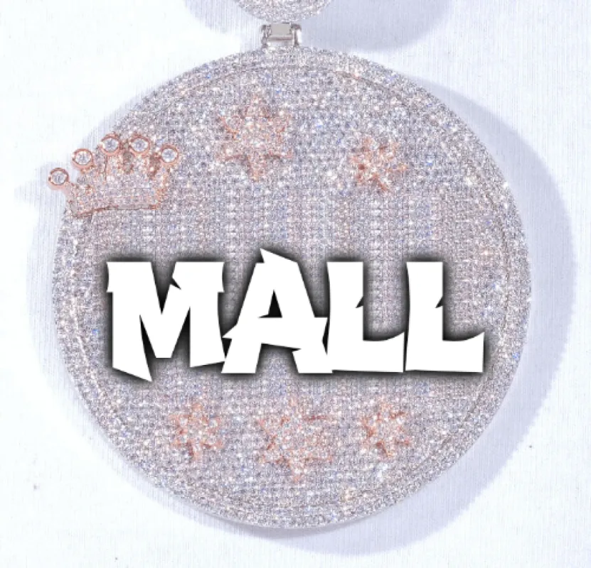 CUSTOM LETTER NECKLACE 3D BIG CROWN DISC sold by The GUU Shop